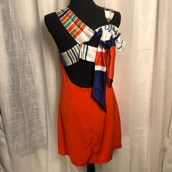 Lulu’s Orange Red Colorful Striped Backless Dress size Small - Picture 13 of 15